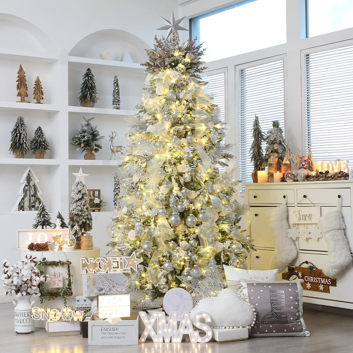 Sea Team Shatterproof Clear Plastic Christmas Ball Ornaments Decorative Xmas Balls Baubles Set with Stuffed Delicate Decorations (60mm/2.36 inch 30-Pack, Silver)