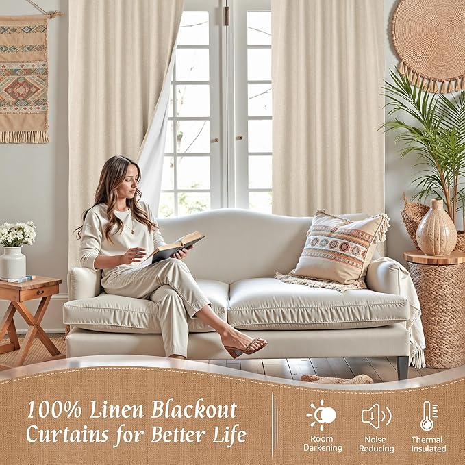 Linen Blackout Curtains 84 Inches Long - Image 2