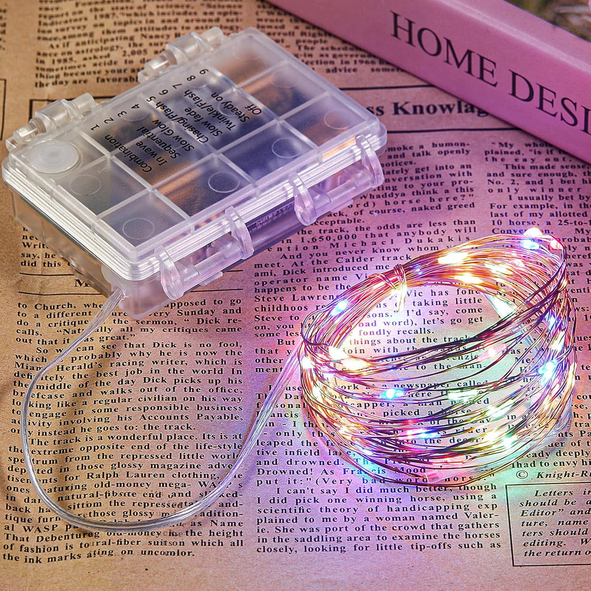 2 Pack 65.6 Ft. Battery Operated Outdoor String Lights with Remote & Timer, LED Multi Color Fairy Lights, Waterproof Twinkle Lights for Bedroom, Dorm, Mason Jar, Wedding, Party, Christmas