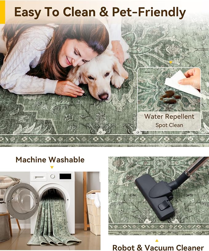 RELEANY Washable Area Rug, Runner 3'x10', Water Repellent, Pet Friendly - Image 5