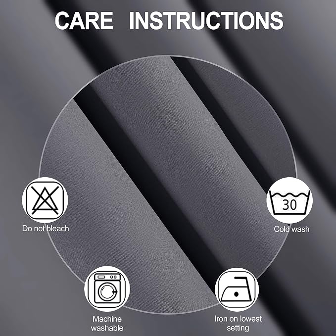 Grey Thermal Blackout Curtains/52 x 95 Inch/Set of 2 Panels Room Darkening - Image 4