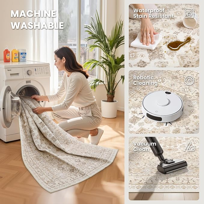 8x12 Area Rugs for Living Room, Large Washable Rug, Dining Room, Low Pile - Image 5
