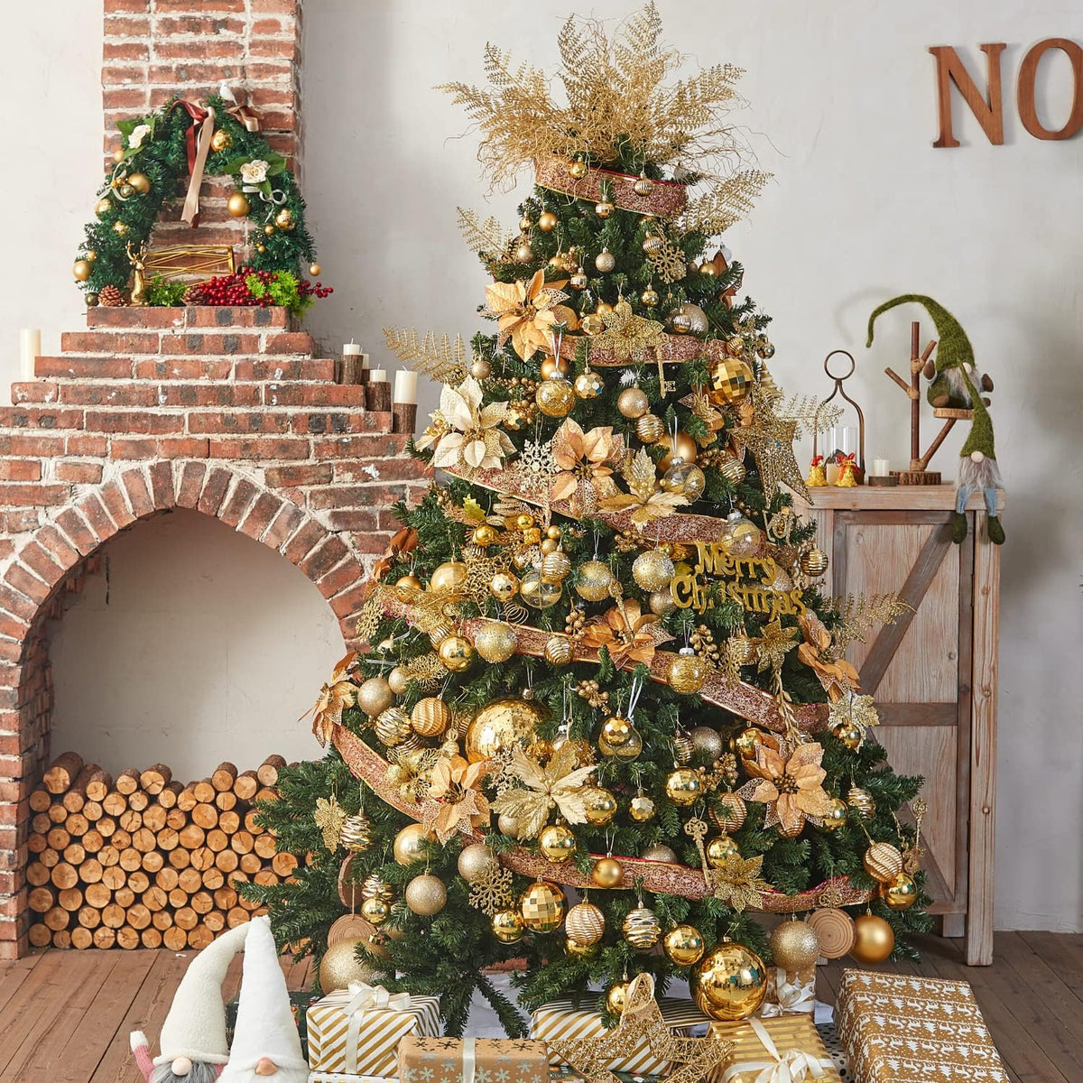 XmasExp 60mm/2.36" Christmas Ball Ornaments Shatterproof Christmas Ornaments Set Decorations for Xmas Tree Balls - 24ct (2.36'', Gold)
