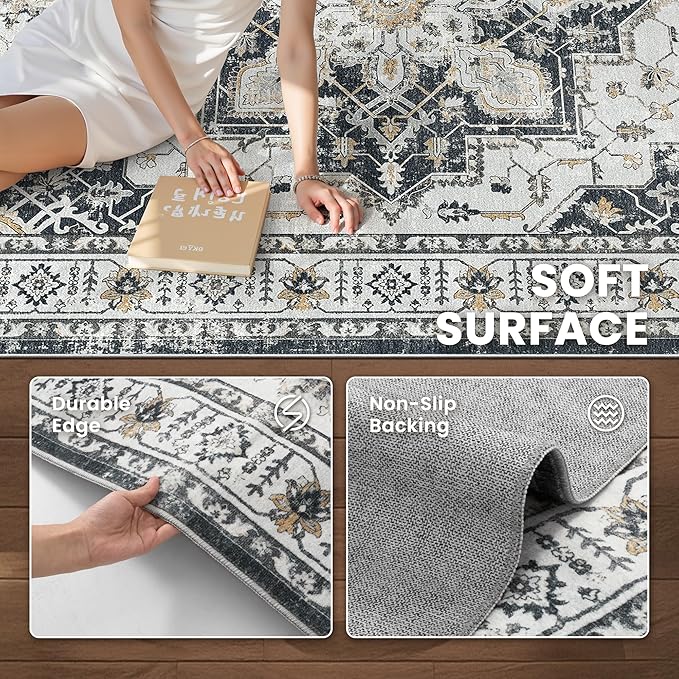 6x9 Area Rugs for Living Room, Large Washable Rug, Dining Room, Low Pile - Image 6