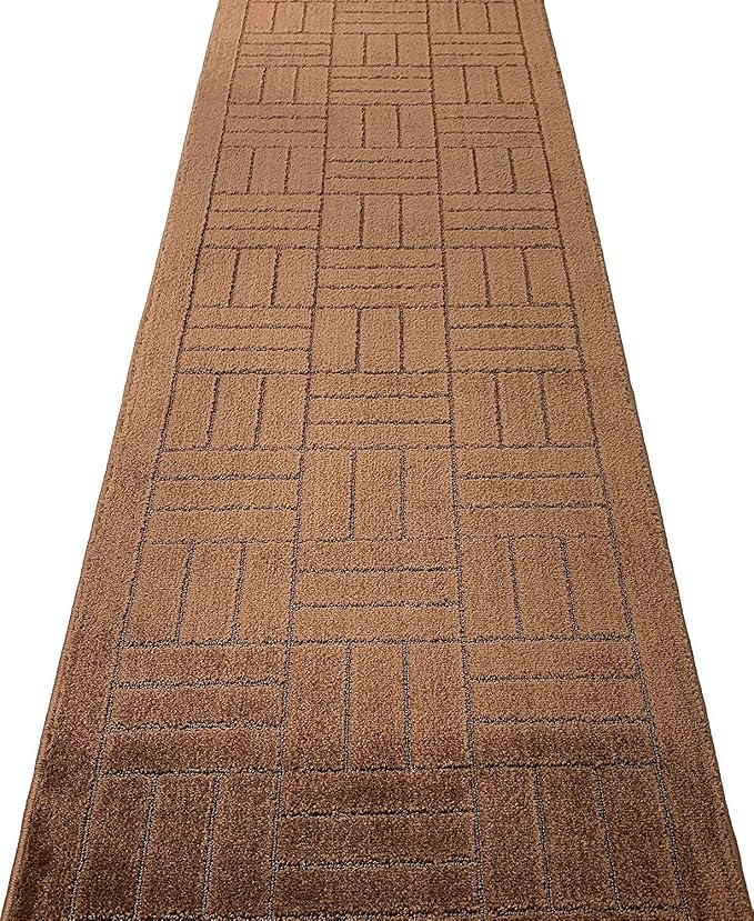 Custom Length Hallway Runner Rug, Slip Resistant, Bricks Brown, 26 Inch X 24 - Image 3