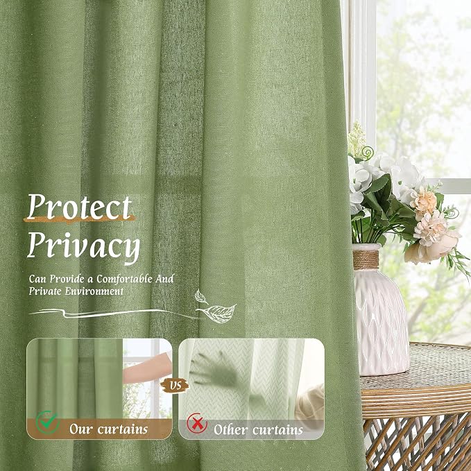 Light Filtering 48 Inch Linen Curtains - Image 5