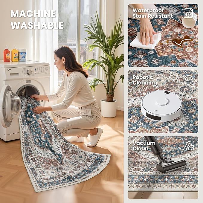 8x10 Area Rugs for Living Room, Large Washable Rug, Dining Room, Low Pile - Image 5