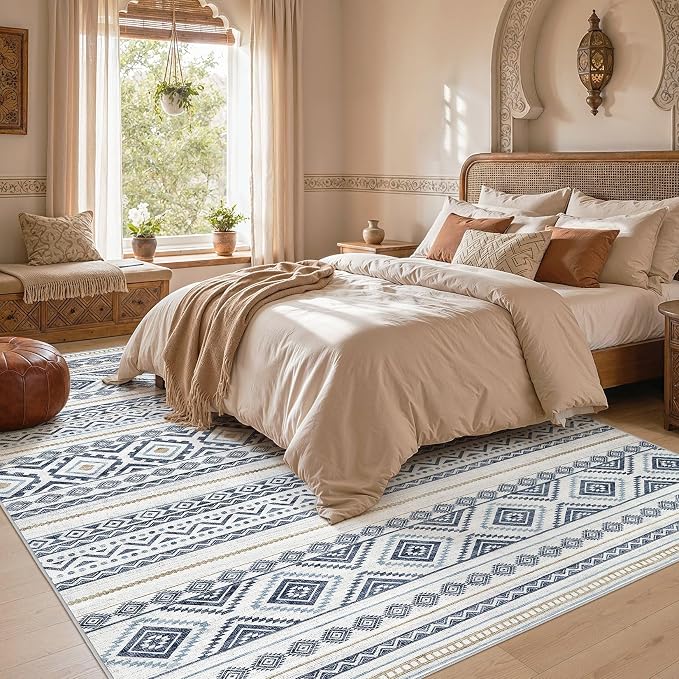 cotiled Boho 10x14 Area Rug for Living Room: Large Moroccan Washable Rug | - Image 5