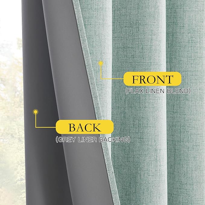 NICETOWN Seafoam Green Short 100% Blackout Curtains 63" Lenghth Burg - Image 7
