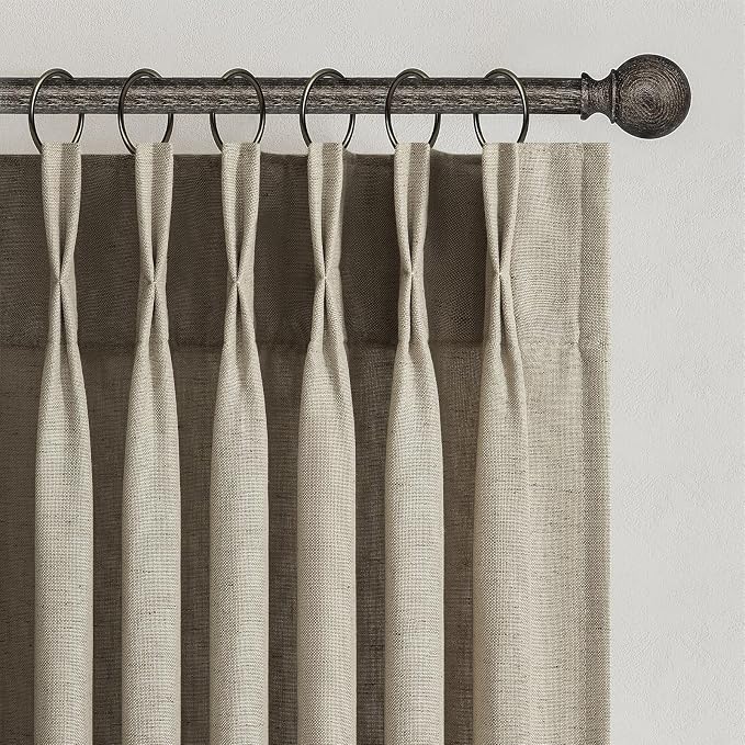 Topfinel 108 Inch Pinch Pleated Linen Curtains 2 Panels, Extra Long 9ft Curtain by Topfinel