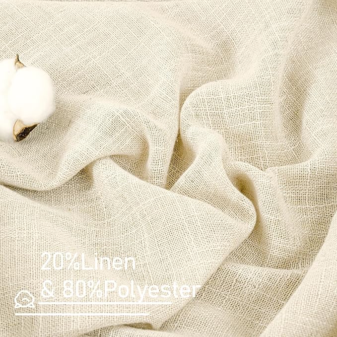 Extra Wide Linen Curtains for Bedroom Semi Sheer Panels 84 Inch | Light - Image 2