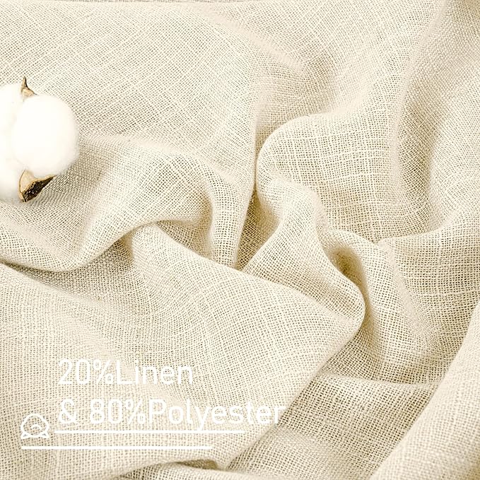 63 Inch Length Beige Linen Curtains - Image 2