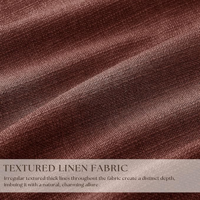 Chestnut Brown 100 Inch Floor Length Linen Blackout Curtains - Image 3