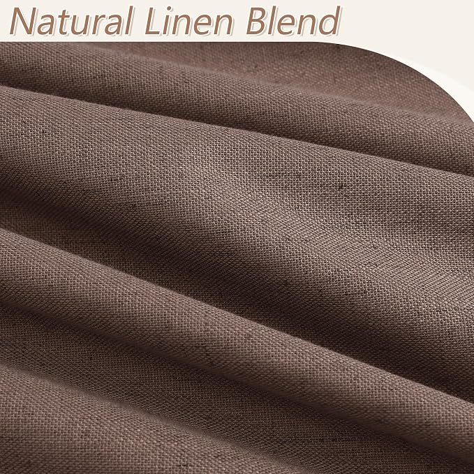 Mocha Mousse 100% Blackout Linen Curtains 96 Inch Length 2 Panels Set - Image 3