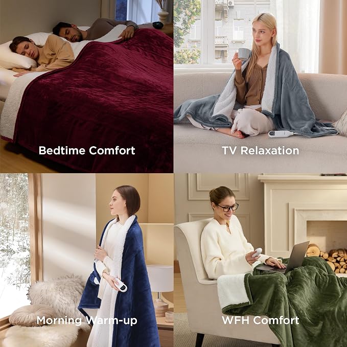 Bedsure Heated Blanket King Size, Dual Control Electric Blanket, 6 Heat/6 Timer - Image 8