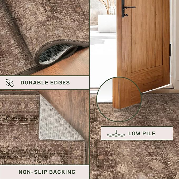 Brown Boho Washable Entry Rug, 3x4 Rugs - Image 5