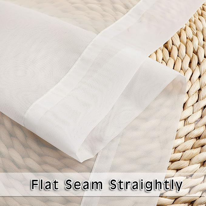 Sheer Curtains 63 inch Length, Ivory Sheer Cutains 2 Panels Set - Image 6