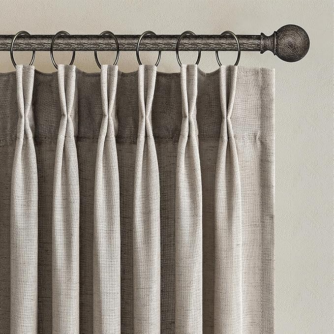 Topfinel Pinch Pleated Curtains 63 Inches Long 2 Panels Set, Burlywood Semi by Topfinel