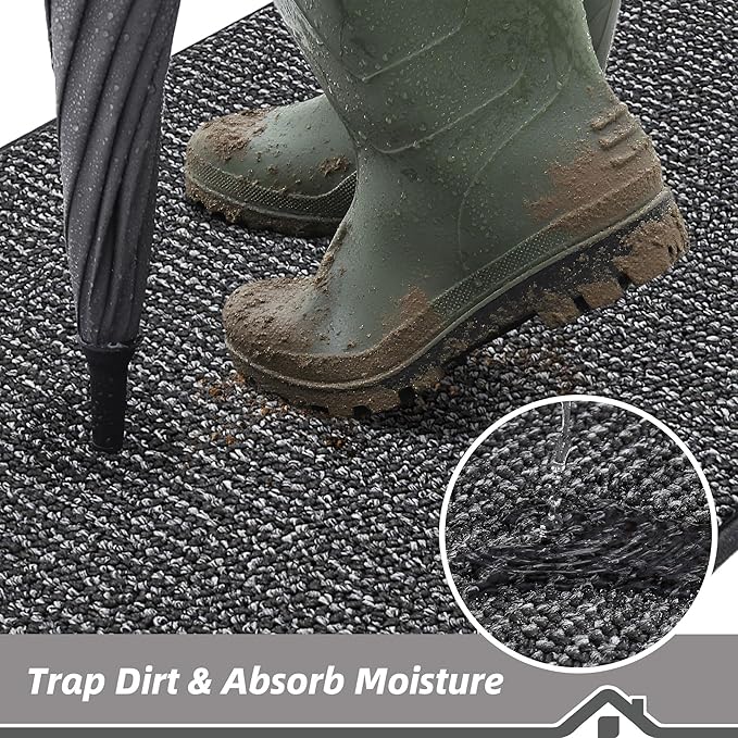 BEQHAUSE Dirt Trapper Door Mat 32"x72", Non-Slip Washable Doormat, Charcoal | - Image 3