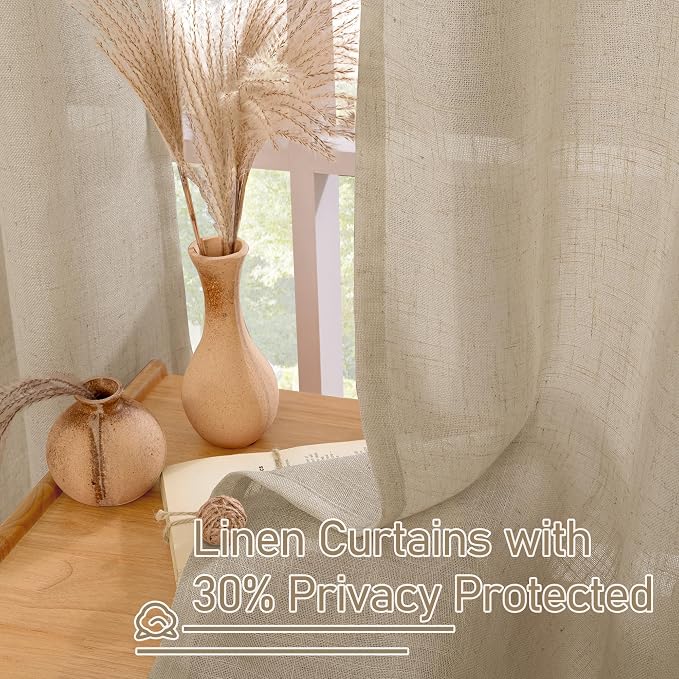 Brown Linen Sheer Curtains 95 inch - Image 5