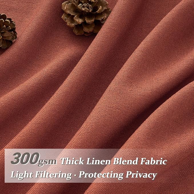 Pinch Pleated Burnt Orange Semi Sheer Curtains 102 Inches Long 2 Panels Set - Image 2