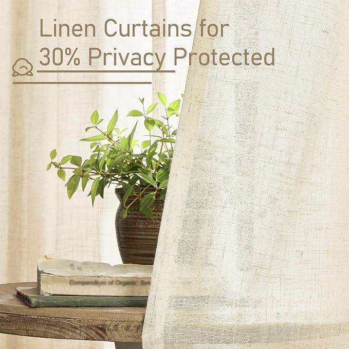 Beige Linen Curtains 72 Inches Long 2 Panels - Image 5