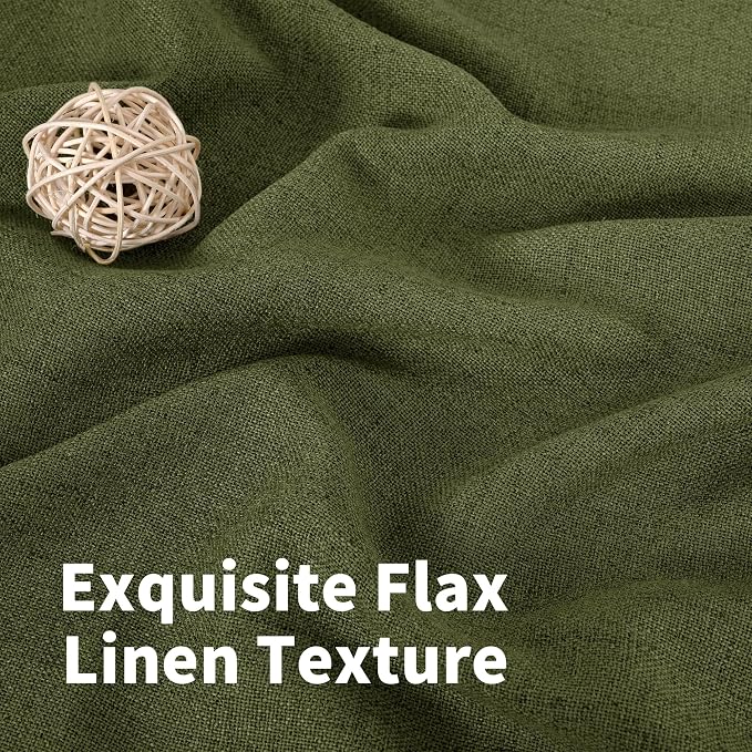 YoungsTex Olive Green Linen Curtains 40 Inch Length - Image 4