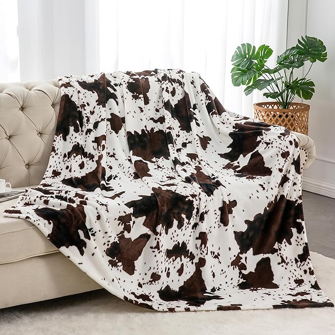 BEDELITE Fleece Blanket Soft Plush Twin Size Blanket Brown Cow 60"x80" | Ultra by BEDELITE