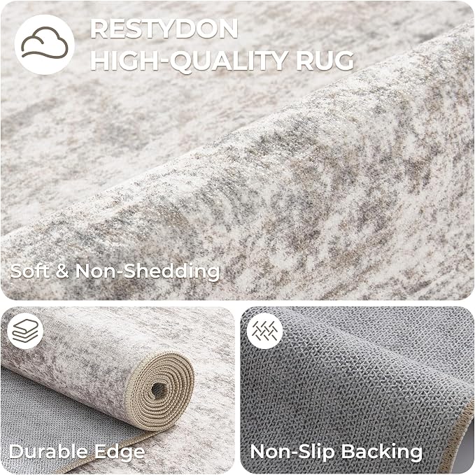 3x6 Runner Rug Non Slip, Washable Hallway Runner Rug, Taupe | Neutral Rugs - Image 7