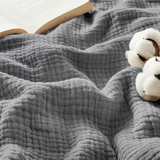 Bedsure 100% Cotton Muslin Blanket Queen Size by Unknown