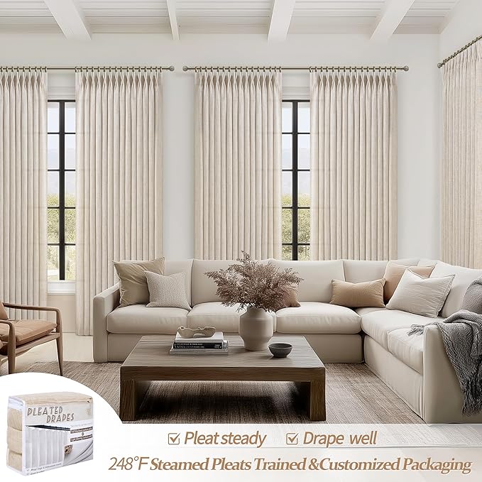Extra Long Natural Linen 60 Inch Wide Curtains 108 Inches - Image 5