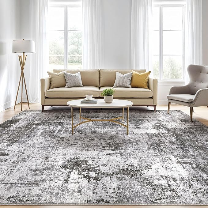 LOONGRUG 6x9 Area Rugs Washable Neutral Modern Abstract Living Room Rug | Soft - Image 5