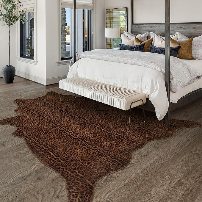 Faux Antelope Cheetah Print Rug, Leopard Rug 5.2x7 Faux Animal Print Skin - Image 6