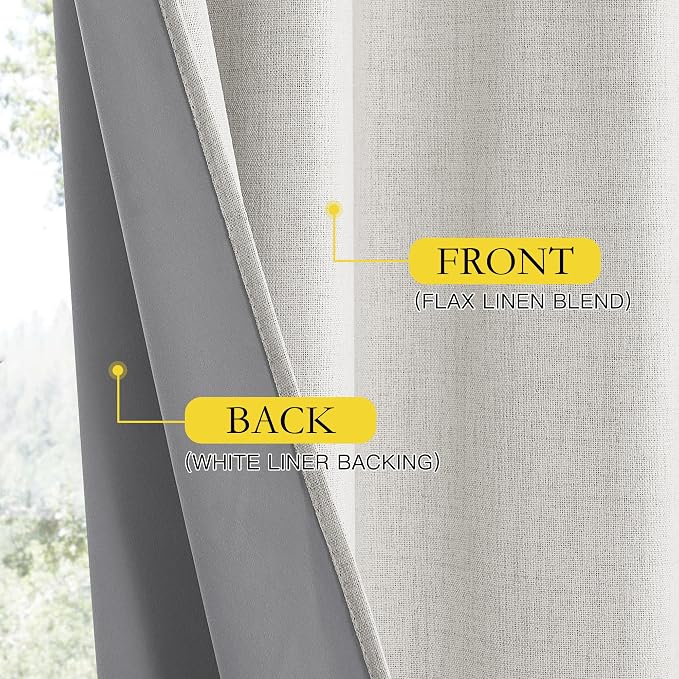 NICETOWN 100% Blackout Linen Curtains - Image 4