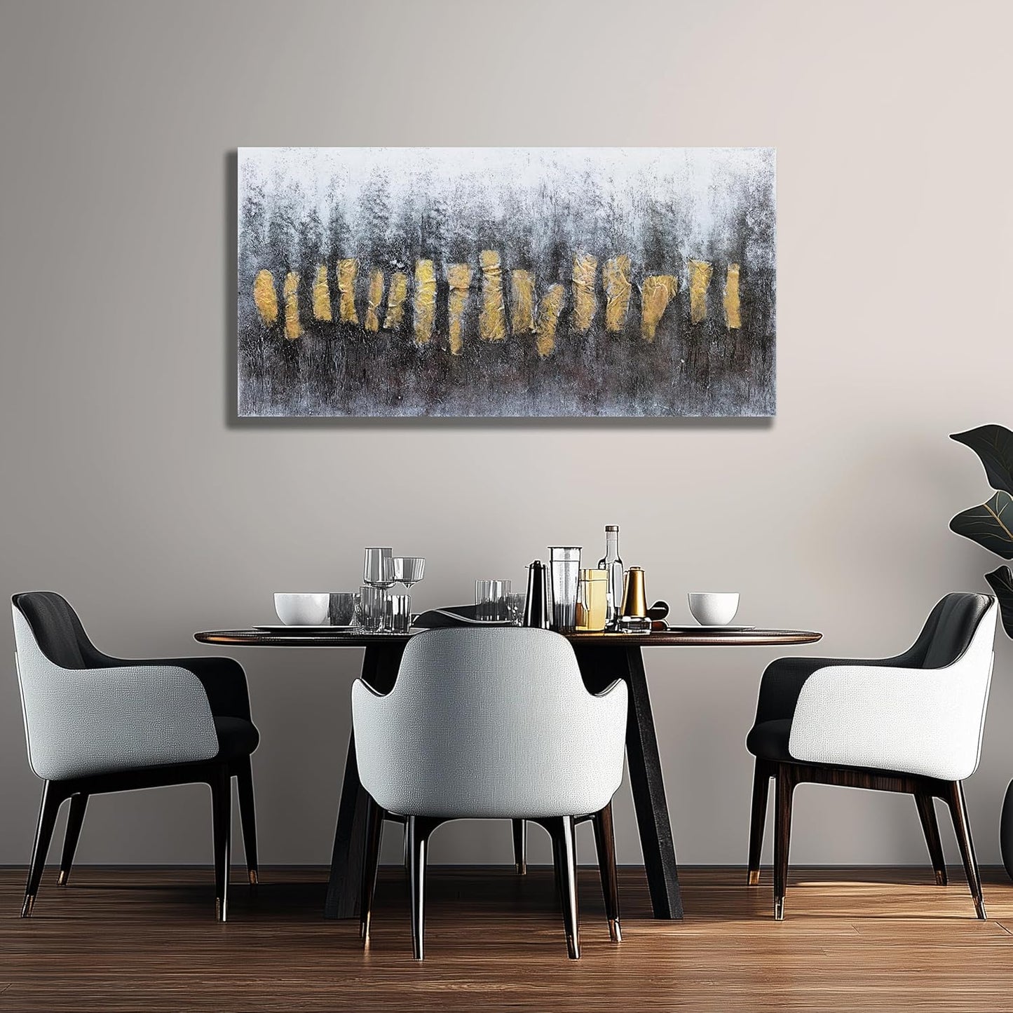 Belmrxne Abstract Wall Art Black and Gold Wall Decor Modern Minimalist Artwork Unique Canvas Painting for Living Room Bedroom Dining Room Office Home Decor 24x48 inch