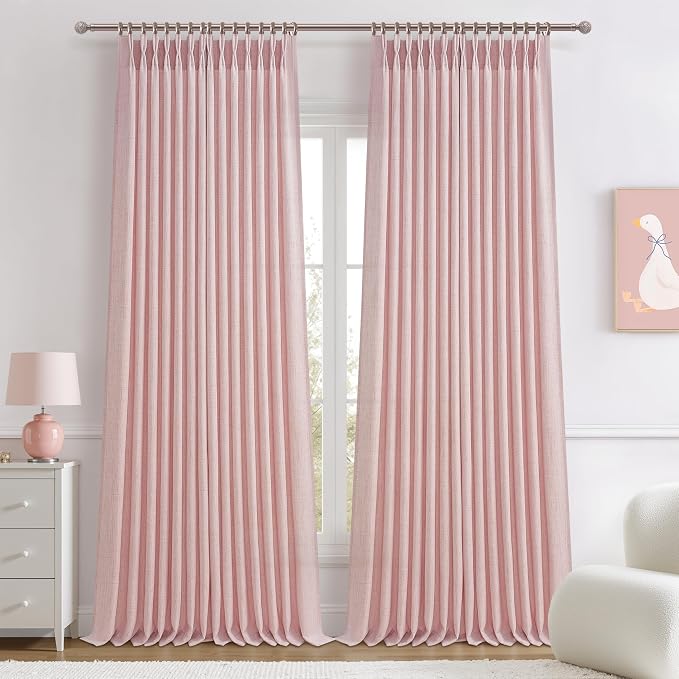 Light Pink Pinch Pleated Curtains 90 Inches Long by PleatedDrapes