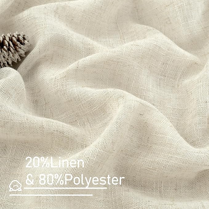 Ivory Sheer Linen Curtains 63 inch Length - Image 2