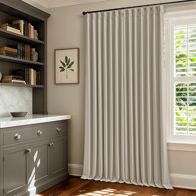 Memory Trained Pinch Pleated 100% Blackout Linen 86 Inch Curtains Oatmeal | - Image 8