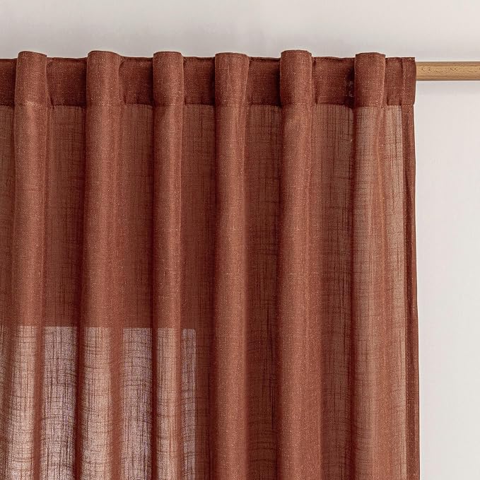 MYSKY HOME Sheer Linen Curtains 63 Inch Length - Image 2