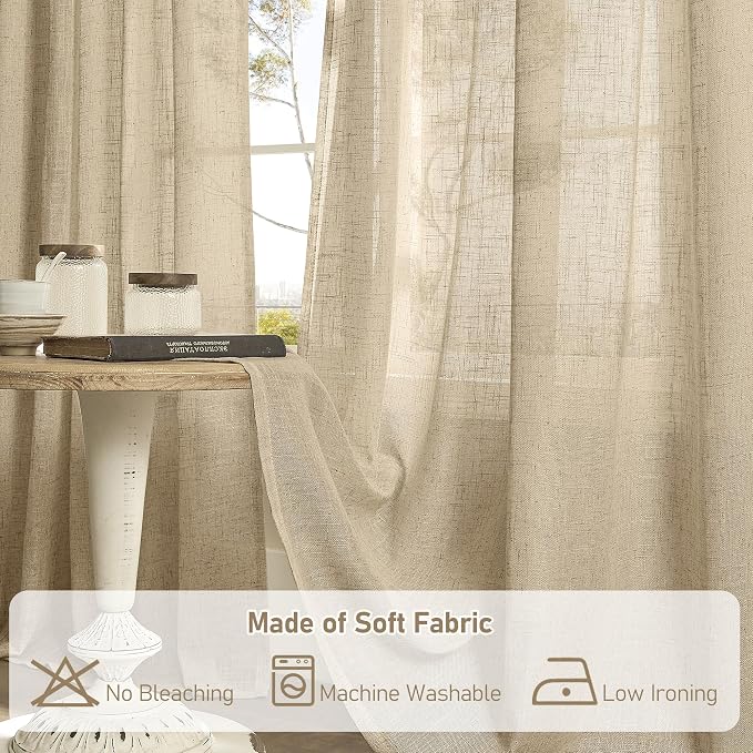 Brown Linen Sheer Curtains 95 inch - Image 8