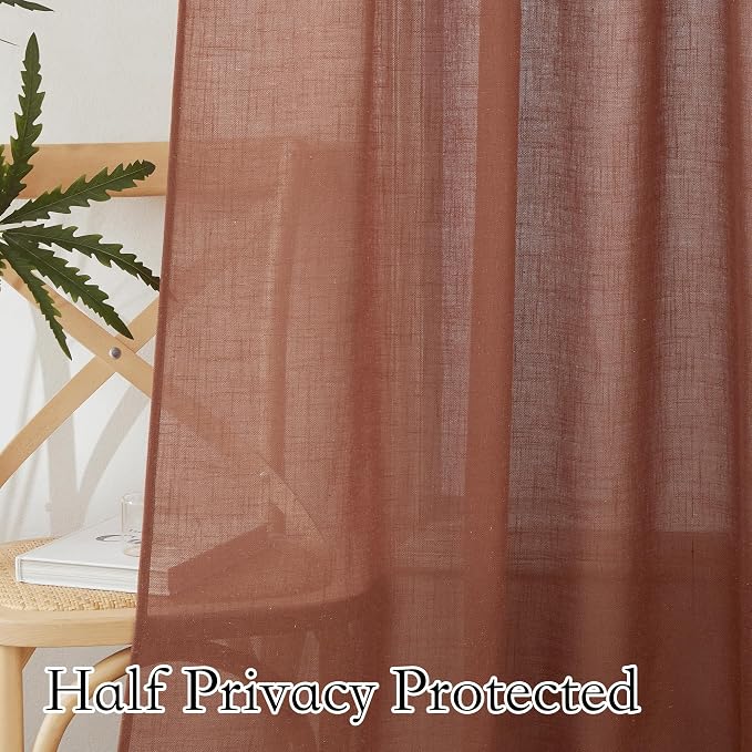 RYB HOME Sheer Curtains 102 inches, Extra Long Floor to Ceiling Curtains | Half - Image 5