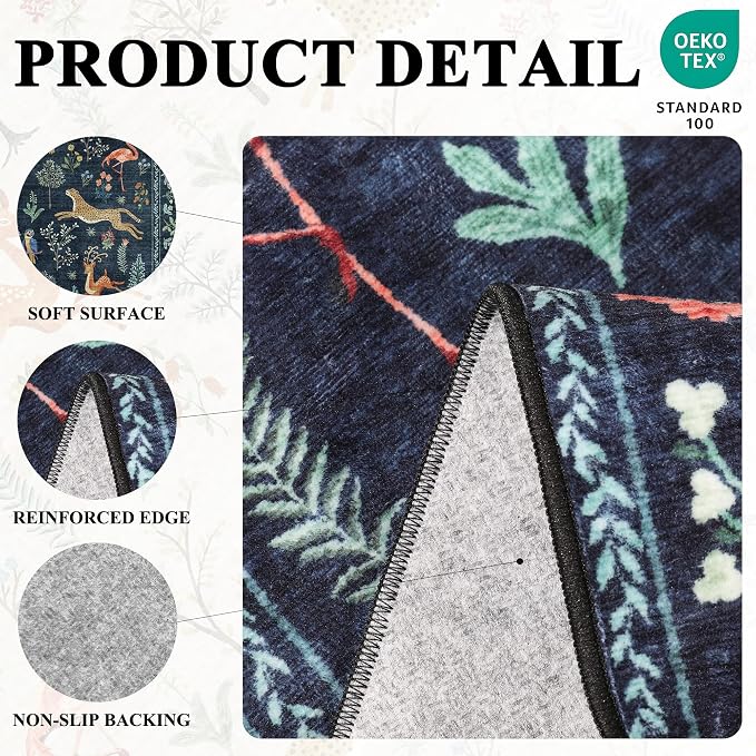 DUKINO 2x8 Washable Runner Rug, Non Slip Animal Kitchen Rugs, Low Pile - Image 4