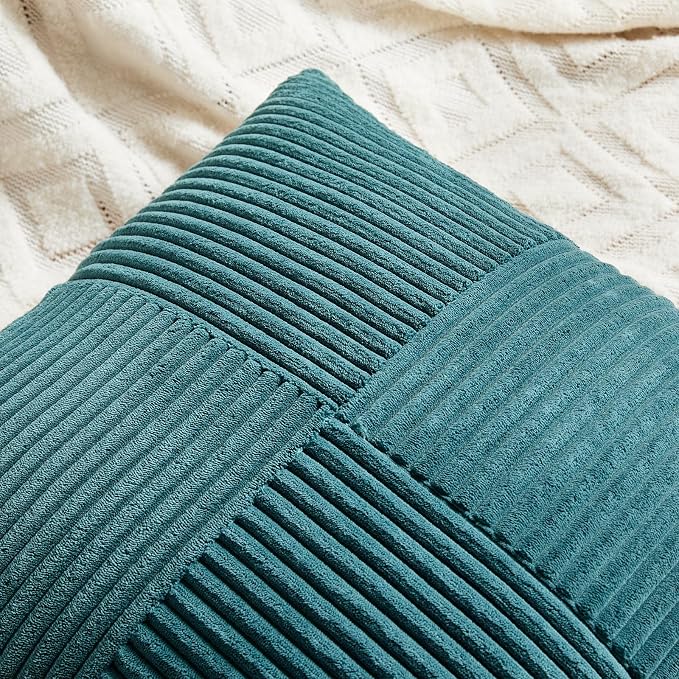 Fancy Homi 2 Packs Teal Samll Decorative Throw Pillow Covers 14x14 Inch - Image 3