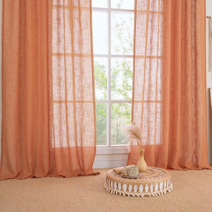 36 Inch Length Linen Semi Sheer Curtains - Image 9