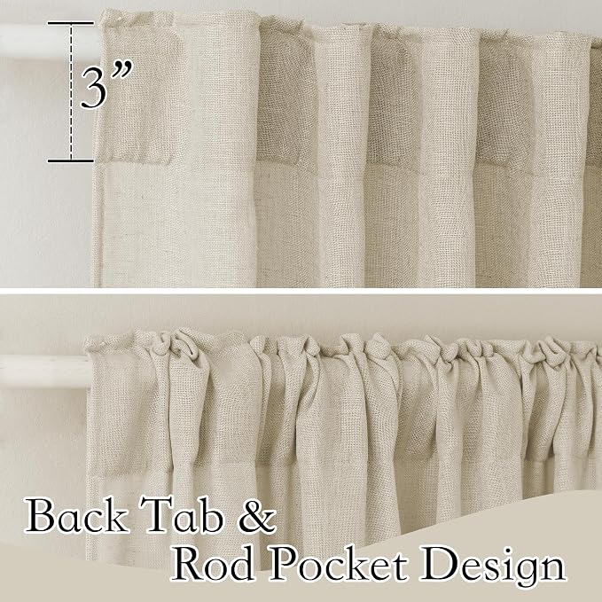 RYB HOME Farmhouse Boho Linen Sheer Curtains 90 inches Long - Image 2