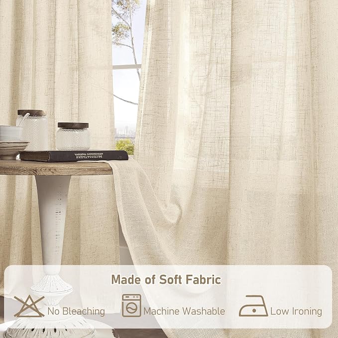 Semi Sheer Linen Curtains 48 Inches Long - Image 8