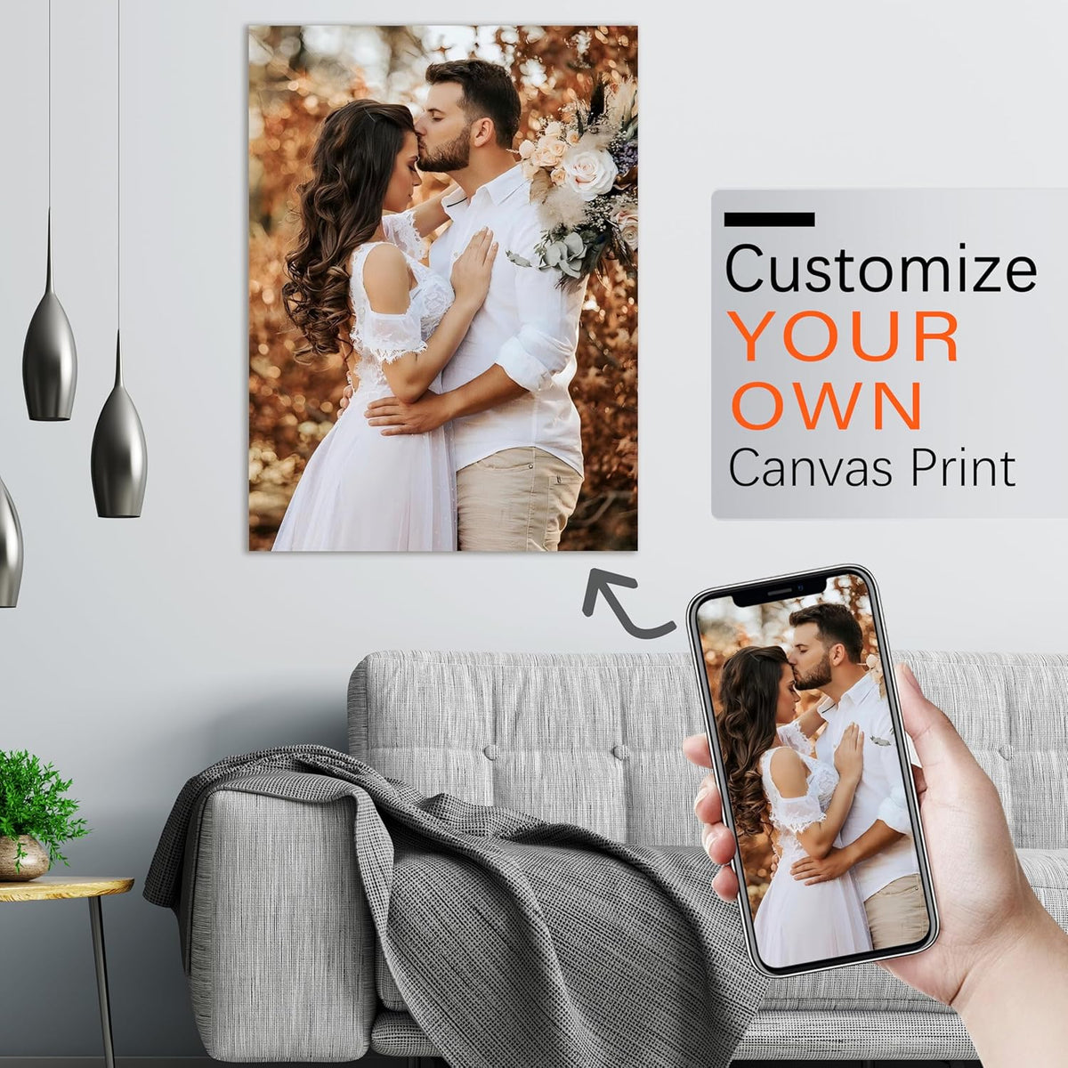 YUNART Ship Next Day - Custom Canvas Prints with Your Photos, Personalized Canvas with Pictures Print for Wall Art Bedroom, Customized Photo Gifts for Couple Men Women Mom Baby Dog Family - 8"x12"