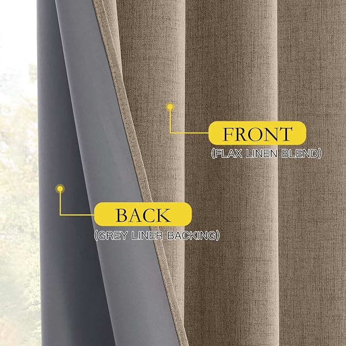 NICETOWN 100% Blackout Burlap Linen Curtains 90 inches Length - Image 8