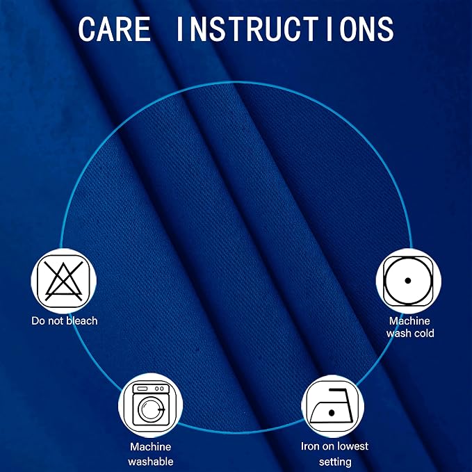 Blackout Curtains 42 x 63 inch/Royal Blue Curtains Set of 2 Panels/Thermal - Image 4