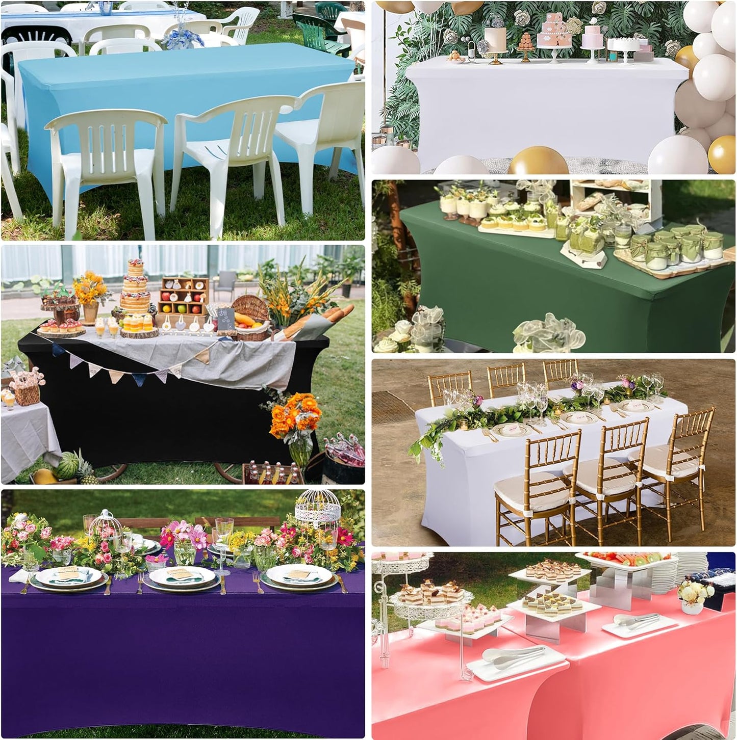 Obstal Spandex Table Cover 6ft Fitted Tablecloth Rectangular - Stretch Folding Table Cloth Rectangle for Birthday Party Wedding Banquet, Grass Green, 72L x 30W Inch